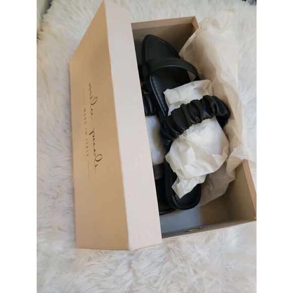 Mila Paoli Made in Italy Slip On 2 Band Black Sandals Size 8 / 39 New - Picture 6 of 6